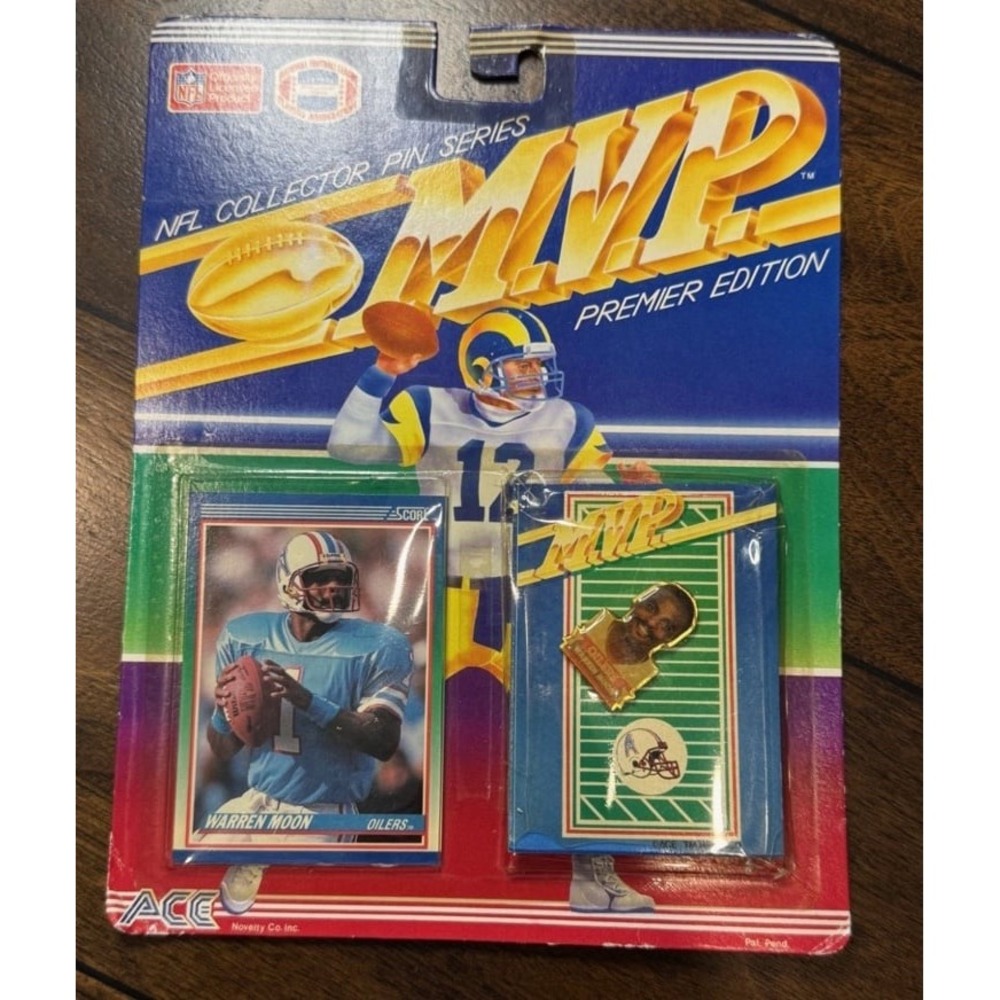 1990 MVP NFL COLLECTORS PIN SERIES WARREN MOON HOUSTON OILERS FACTORY SEALED